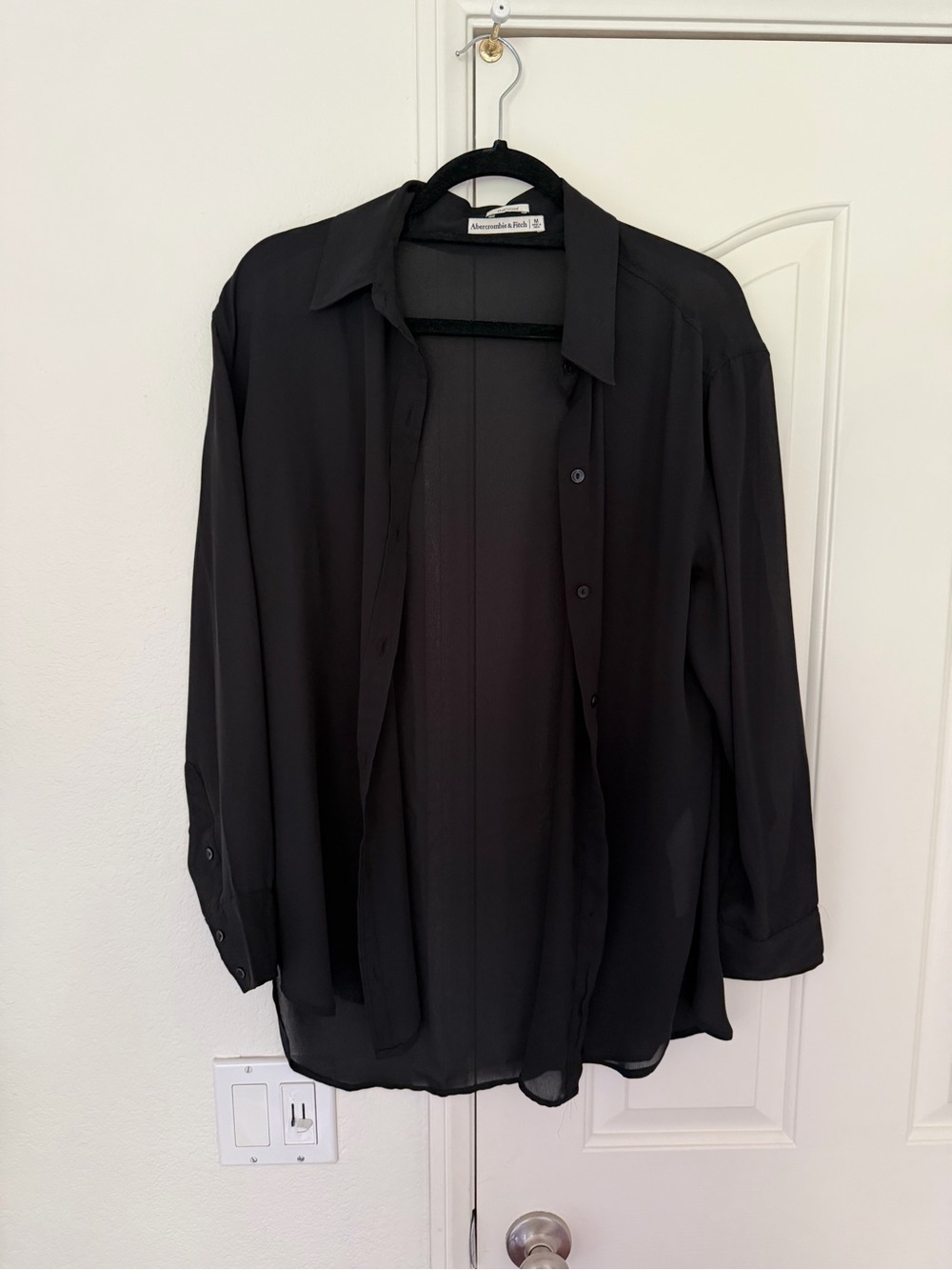 Abercrombie & Fitch Women’s Sheer Black Button-Up Shirt